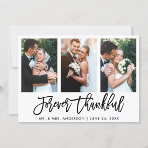 Tarjeta De Agradecimiento 3 Guión de pincel fotográfico para Boda agradecido