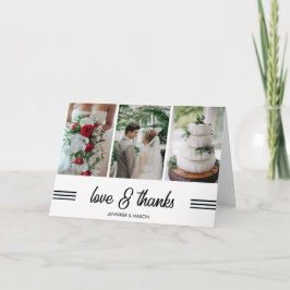 Tarjeta De Agradecimiento 3 Photo Collage Modern Wedding Thank You Card