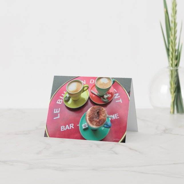Tarjeta De Agradecimiento 3 tazas de café, café de París (Anverso)
