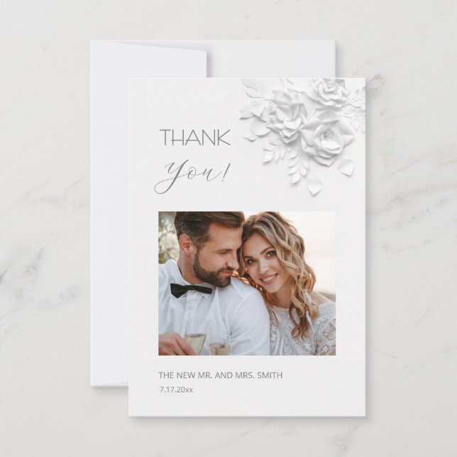 Tarjeta De Agradecimiento 3D Flowers Paper Cut Roses Thank You Card (Anverso)