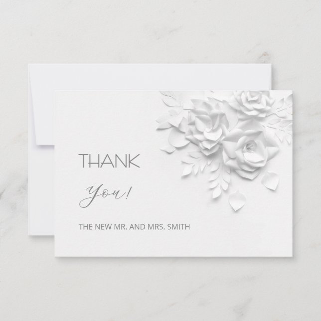 Tarjeta De Agradecimiento 3D Flowers Paper Cut Roses Thank You Card (Anverso)