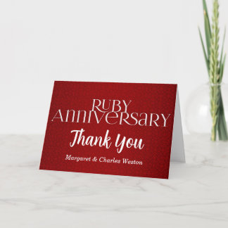 Tarjeta De Agradecimiento 40º Aniversario de bodas de rubí