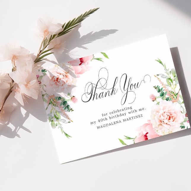 Tarjeta De Agradecimiento 40.ª Llanura floral de peones rosados (Subido por el creador)