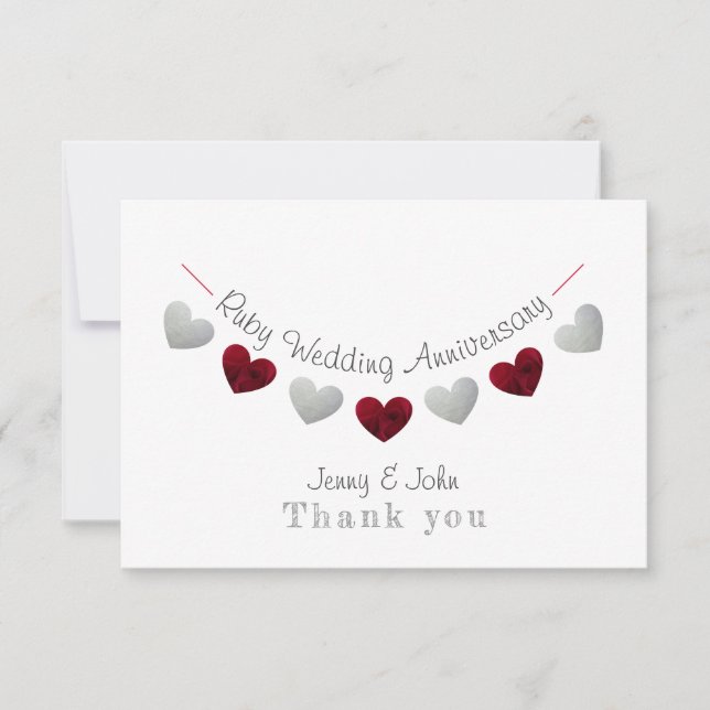 Tarjeta De Agradecimiento 40.º afiche de bodas de rubí y plata (Anverso)