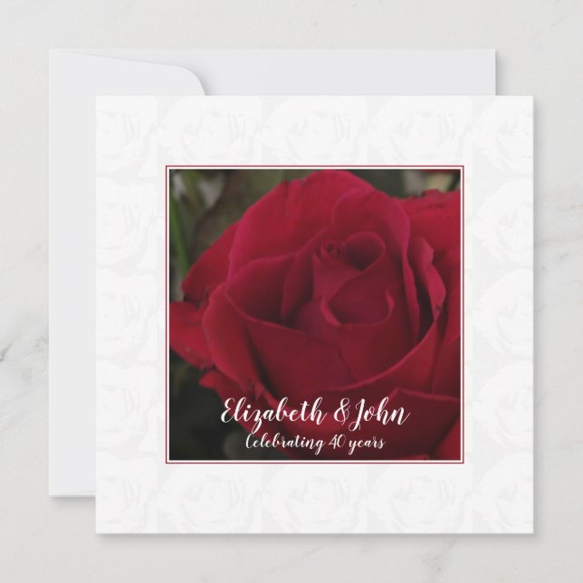 Tarjeta De Agradecimiento 40.º boda de ruby aniversario clásico rosa roja  (Anverso)