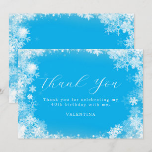 Tarjeta De Agradecimiento 40.º cumpleaños Invierno Maravilla de nieve Azul