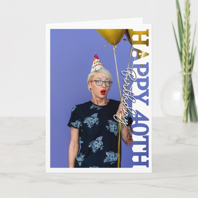 Tarjeta De Agradecimiento 40th Birthday Photo college Card (Anverso)
