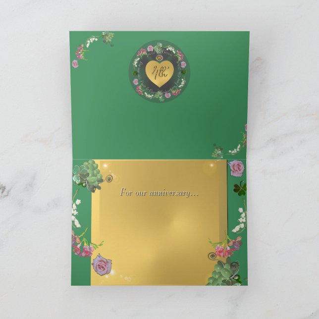 Tarjeta De Agradecimiento 4.º Aniversario Boda Fruit Floral Greeting (Interior)