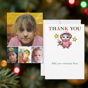 Tarjeta De Agradecimiento 4 foto añadir mensaje ratón de Navidad