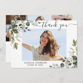 Tarjeta De Agradecimiento 4 FOTO Elegante Eucalipto Graduación de la vegetac