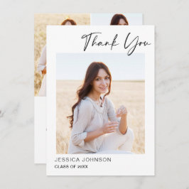 Tarjeta De Agradecimiento 4 FOTO Moderna Graduación Minimalista simple