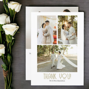 Tarjeta De Agradecimiento 4 fotografías de matrimonio personalizado