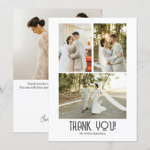 Tarjeta De Agradecimiento 4 fotografías de matrimonio personalizado
