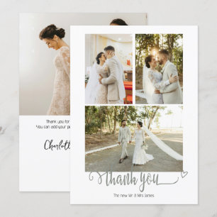 Tarjeta De Agradecimiento 4 fotografías de matrimonio personalizado