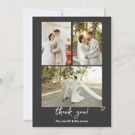Tarjeta De Agradecimiento 4 fotografías de matrimonio personalizado
