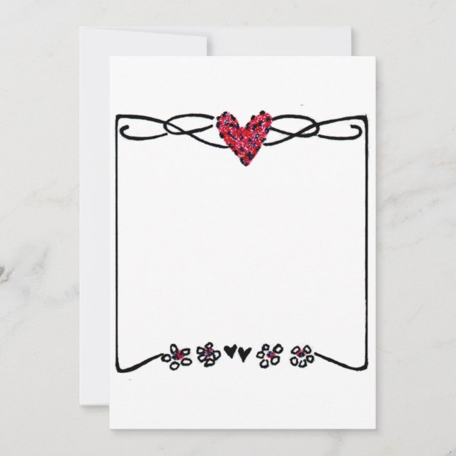 Tarjeta De Agradecimiento 4 líneas laterales corazón rojo (Anverso)