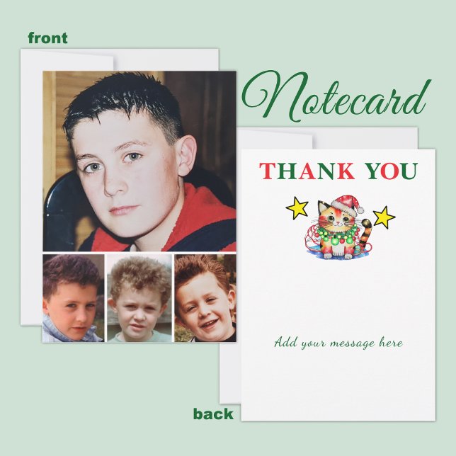 Tarjeta De Agradecimiento 4 photo add message christmas cat baubles (Subido por el creador)