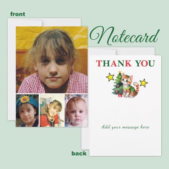 Tarjeta De Agradecimiento 4 photo add message christmas cat tree (Subido por el creador)