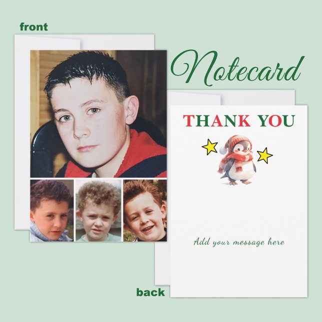 Tarjeta De Agradecimiento 4 photo add message christmas penguin (Subido por el creador)