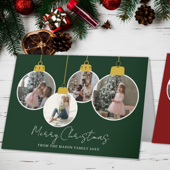 Tarjeta De Agradecimiento 4 photo Merry Christmas bauble Photo Card (Subido por el creador)
