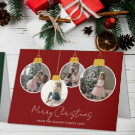 Tarjeta De Agradecimiento 4 photo Merry Christmas bauble Photo Card