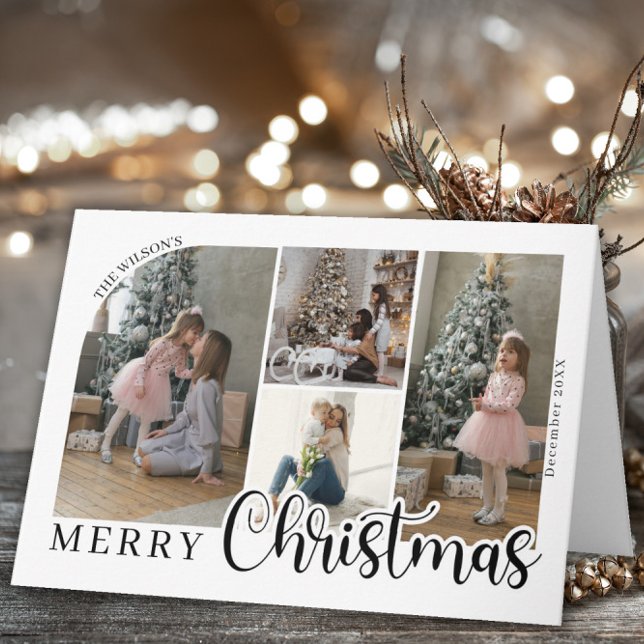 Tarjeta De Agradecimiento 4 photo Merry Christmas Bold Script Photo Card (Subido por el creador)
