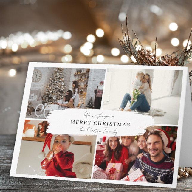 Tarjeta De Agradecimiento 4 Photo modern Family Christmas Card Trees Design (Subido por el creador)