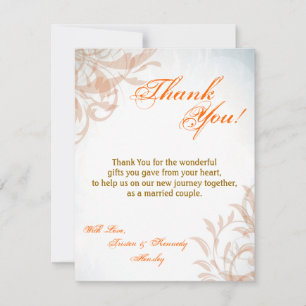 Tarjeta De Agradecimiento 4x5 FLAT Gracias Card Fall Filigree Otumn Swirl