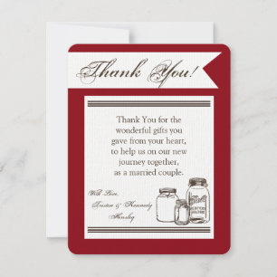 Tarjeta De Agradecimiento 4x5 FLAT Gracias Card Mason Jar Country Rustic