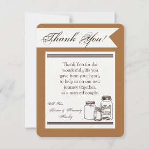 Tarjeta De Agradecimiento 4x5 FLAT Gracias Card Mason Jar Country Rustic