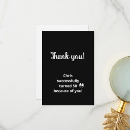 Tarjeta De Agradecimiento 50.ª fiesta de cumpleaños Blanco negro