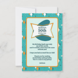 Tarjeta De Agradecimiento 50.ª Fiesta de Cumpleaños Retro Mid Century Cualqu
