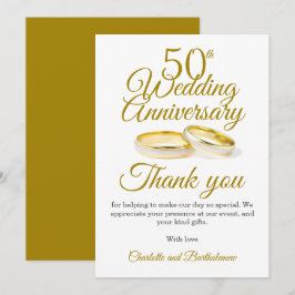 Tarjeta De Agradecimiento 50.º Fiesta del Aniversario Boda