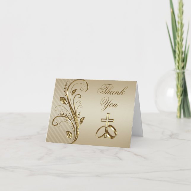 Tarjeta De Agradecimiento 50° aniversario Boda religioso gracias (Anverso)