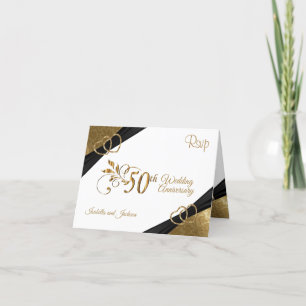 Tarjeta De Agradecimiento 50° Aniversario de Oro de RSVP - Damasco