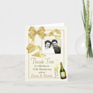 Tarjeta De Agradecimiento 50 Aniversario Gracias Cartas - Vintage Bow