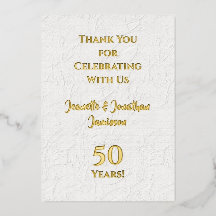 Tarjeta de agradecimiento 50 aniversario oro