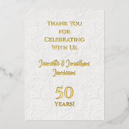 Tarjeta de agradecimiento 50 aniversario oro 