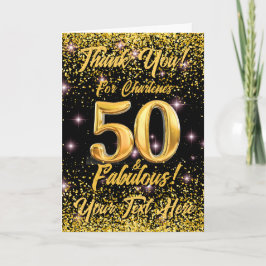 Tarjeta De Agradecimiento 50 Fabulosas estrellas rosadas Purpurinas de oro 5