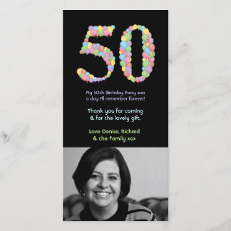 Tarjeta De Agradecimiento 50.o Los globos del cumpleaños le agradecen