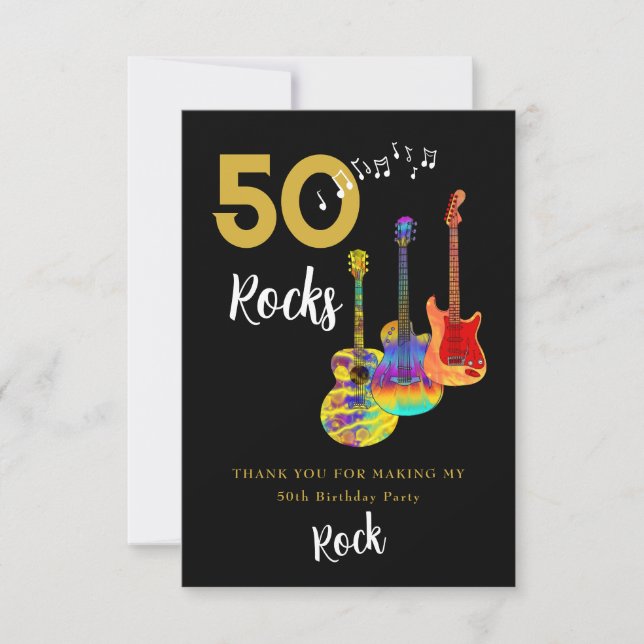 Tarjeta De Agradecimiento 50 Rocks 50 cumpleaños, gracias (Anverso)