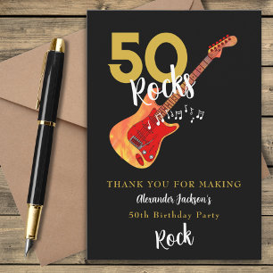 Tarjeta De Agradecimiento 50 Rocks Cumpleaños Número 50 Gracias