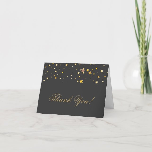 Tarjeta De Agradecimiento 50 y fabulosa fiesta de cumpleaños dorado negro (Anverso)