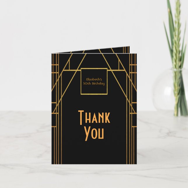 Tarjeta De Agradecimiento 50th 1920's Birthday black photo Thank you (Anverso)