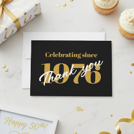 Tarjeta De Agradecimiento 50th Birthday 1976 Retro Black And Gold