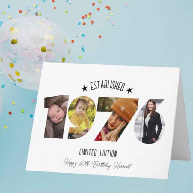 Tarjeta De Agradecimiento 50th birthday Photo Collage established 1976 (Subido por el creador)