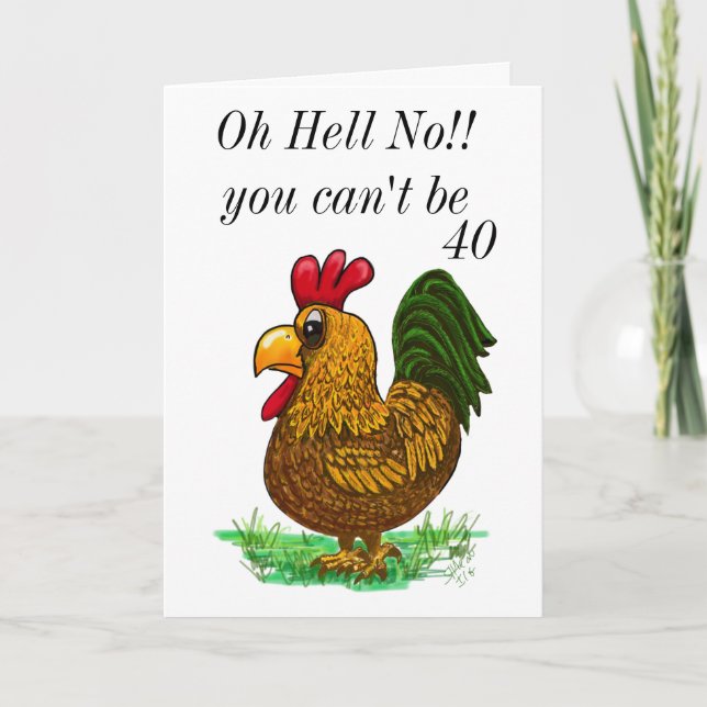 Tarjeta De Agradecimiento 50th Rooster Birthday card, Oh Hell No (Anverso)