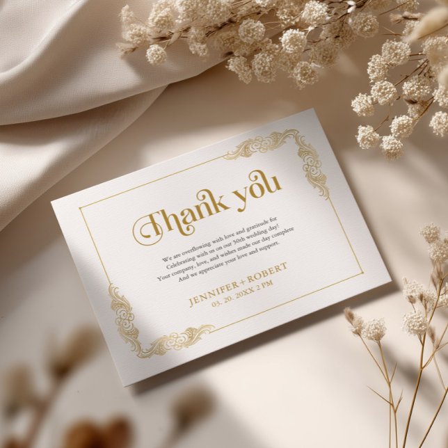 Tarjeta De Agradecimiento 50th Wedding Anniversary Gold Typography (Subido por el creador)