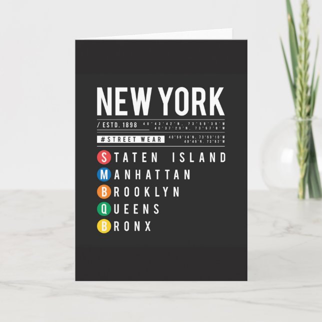 Tarjeta De Agradecimiento 5 distritos de Nueva York (Anverso)