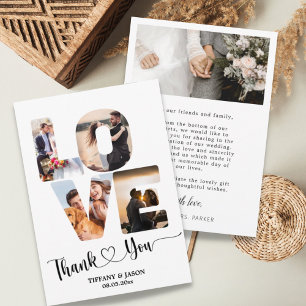 Tarjeta De Agradecimiento 5 Foto Audaz Letra Boda Mano Leída Corazón